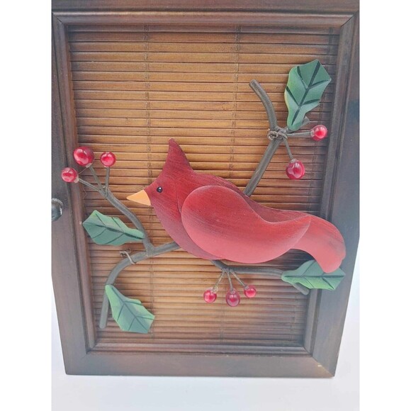 Cardinal Wooden Key Holder Box Wall Decor or Tabletop Rustic Cabin - Picture 2 of 10